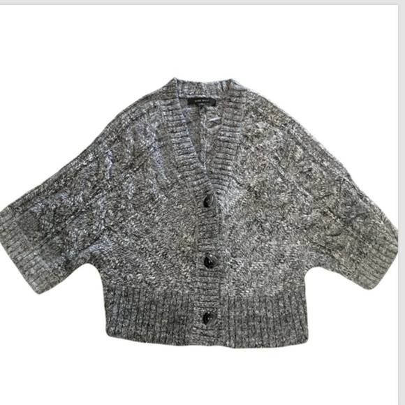 Nine West Chunky BOHO Wool Alpaca Blend Sz L Gray Cardigan Sweater 251A - Picture 4 of 6